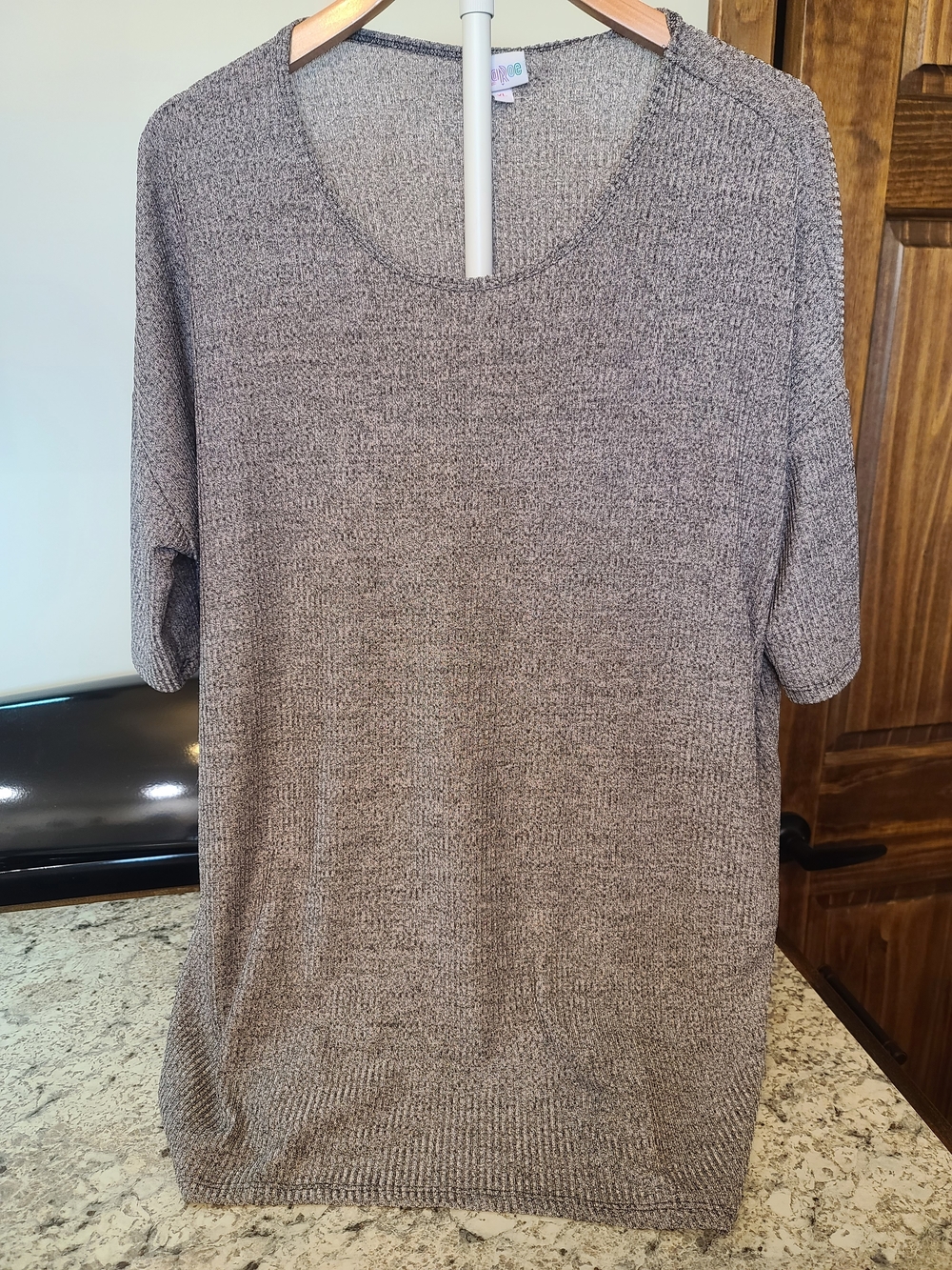 LuLaRoe Relaxed Knit Scoop Neck Tunic in Gray Heather